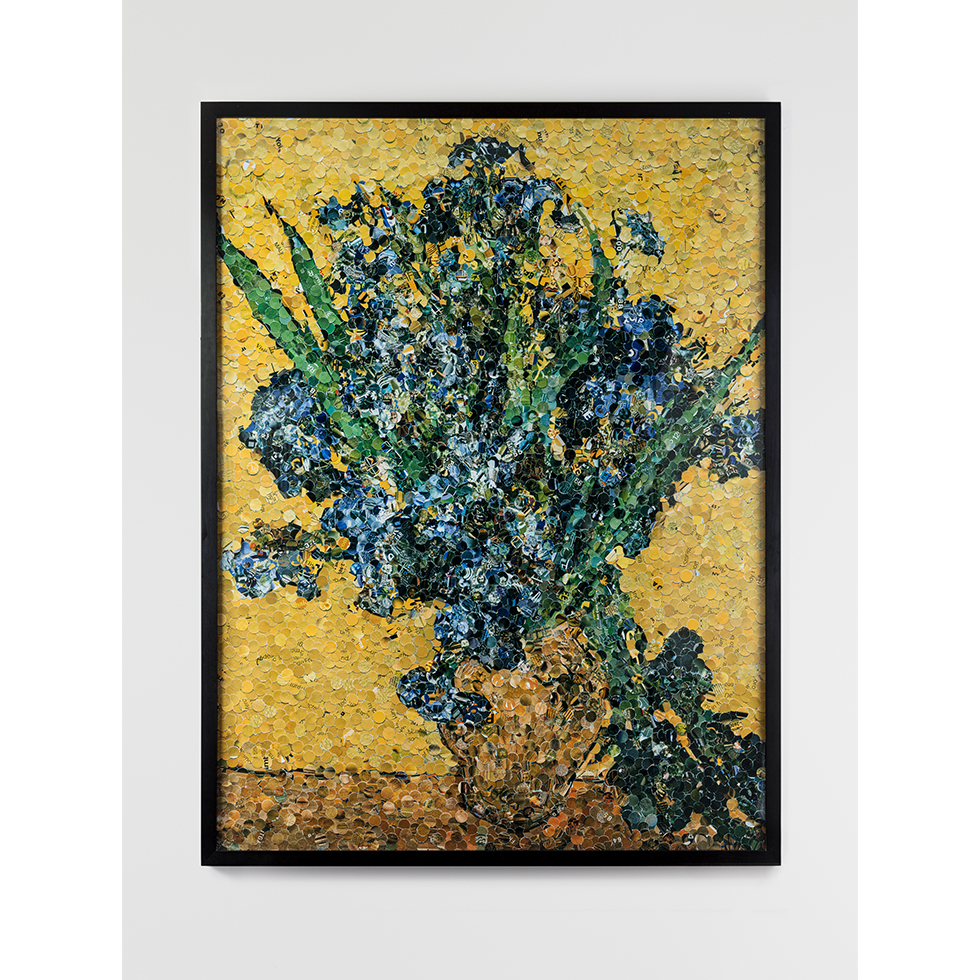 <a href="https://www.ueshima-collection.com/artist-list/43" style="color:inherit">VIK MUNIZ</a>:Irises, after Gogh (from Pictures of Magazines)
