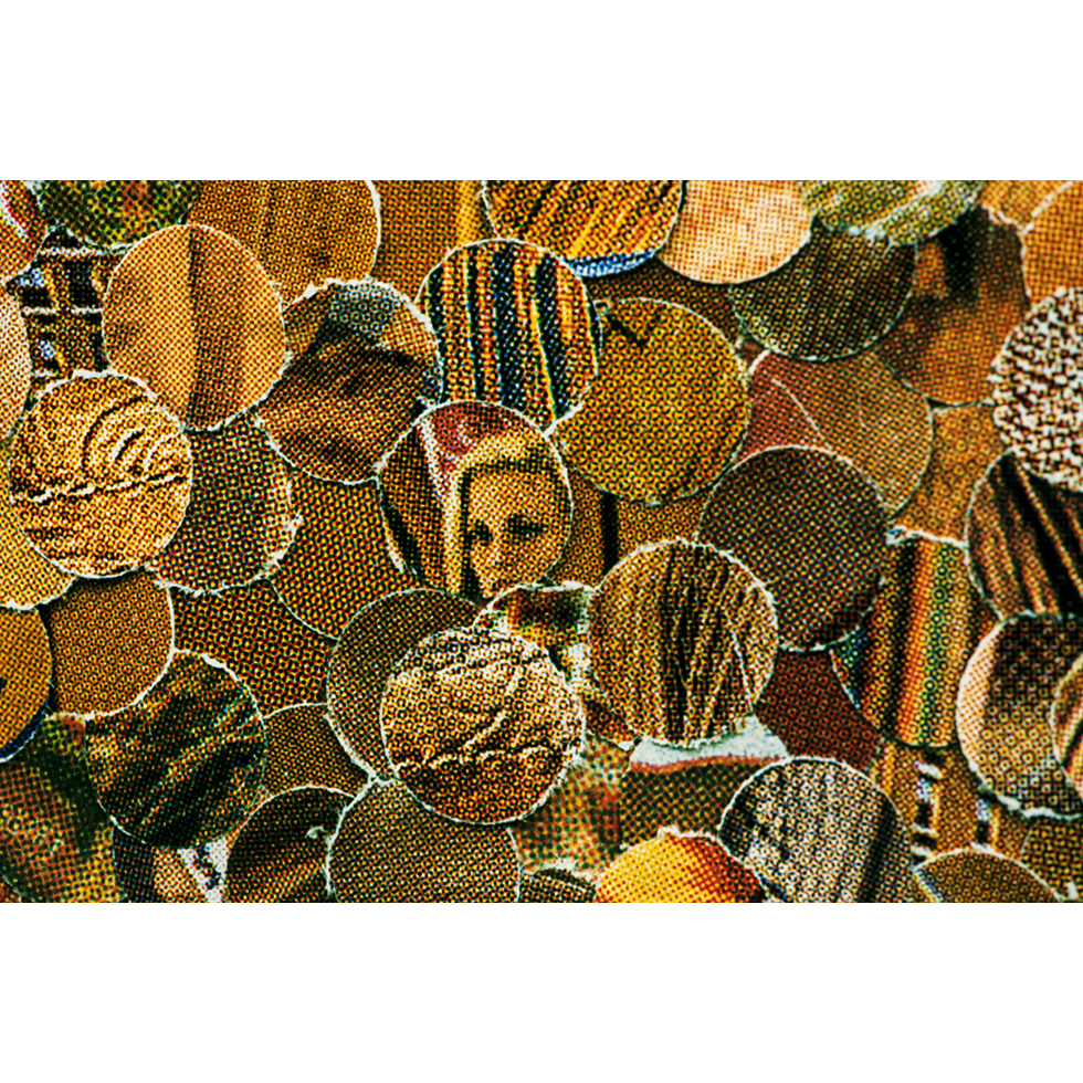 <a href="https://www.ueshima-collection.com/artist-list/43" style="color:inherit">VIK MUNIZ</a>:Irises, after Gogh (from Pictures of Magazines)