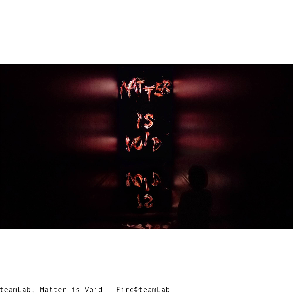 <a href="https://www.ueshima-collection.com/artist-list/149" style="color:inherit">TEAMLAB</a>:Matter is Void - Fire