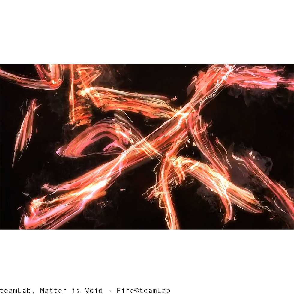 <a href="https://www.ueshima-collection.com/artist-list/149" style="color:inherit">TEAMLAB</a>:Matter is Void - Fire