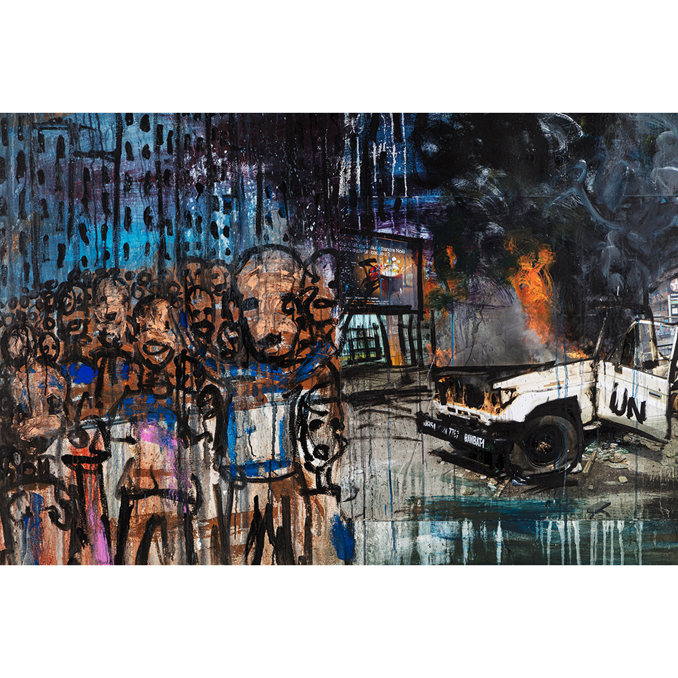 <a href="https://www.ueshima-collection.com/en/artist-list/147" style="color:inherit">ABOUDIA</a>:UN Car Burning I