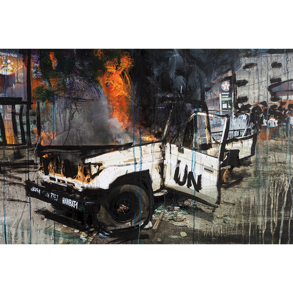 <a href="https://www.ueshima-collection.com/en/artist-list/147" style="color:inherit">ABOUDIA</a>:UN Car Burning I
