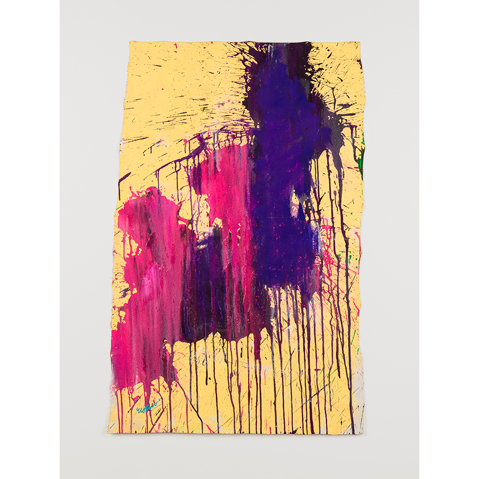 <a href="https://www.ueshima-collection.com/artist-list/156" style="color:inherit">篠原有司男</a> / <a href="https://www.ueshima-collection.com/artist-list/156" style="color:inherit">USHIO SHINOHARA</a>:pink and purple on pastel yellow