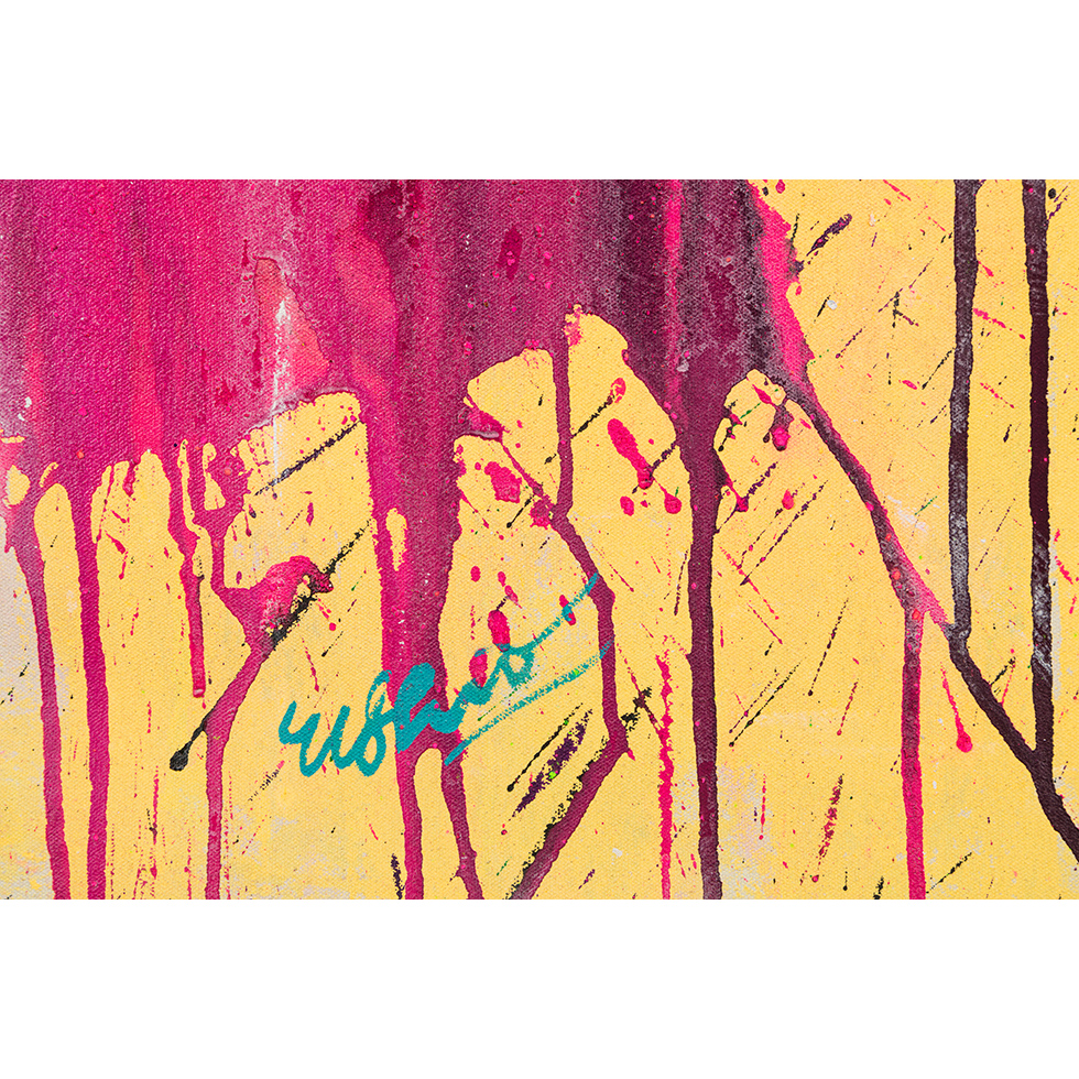 <a href="https://www.ueshima-collection.com/artist-list/156" style="color:inherit">篠原有司男</a> / <a href="https://www.ueshima-collection.com/artist-list/156" style="color:inherit">USHIO SHINOHARA</a>:pink and purple on pastel yellow