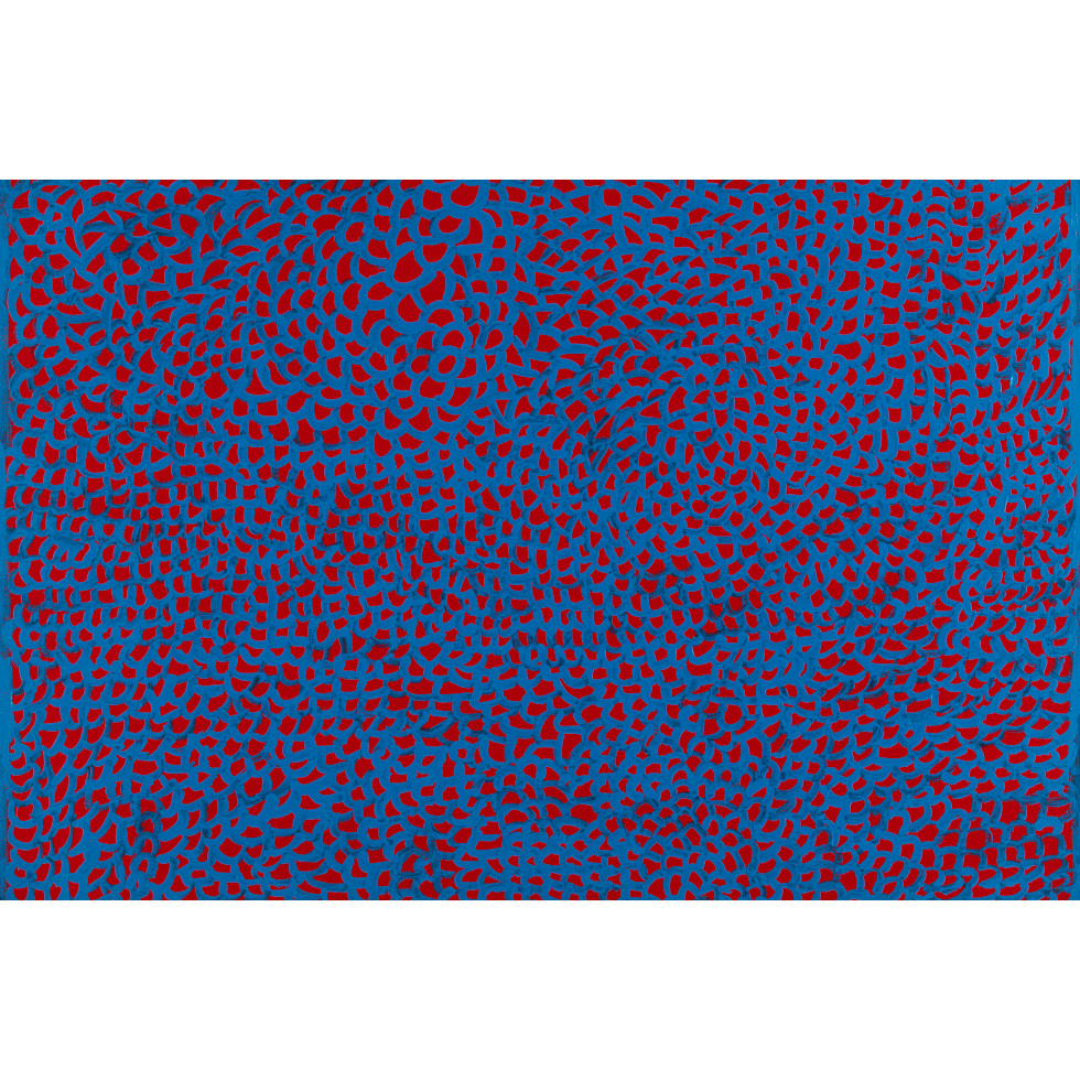 <a href="https://www.ueshima-collection.com/artist-list/4" style="color:inherit">草間彌生</a> / <a href="https://www.ueshima-collection.com/artist-list/4" style="color:inherit">YAYOI KUSAMA</a>:今こそわが芸術のおとづれをまっているワタシ　ハナバナしいわが心のナグサメのおとづれをまっている　いつ年月をえてしらぬまにわたしは 今日のわたしはさみしかったので空の白いクモみつめたのだ /  I who await the arrival, any moment now, of my art Awaiting the arrival of my heart's glorious consolation Years passed before I knew it Because I felt lonely today I watched a white cloud in the sky