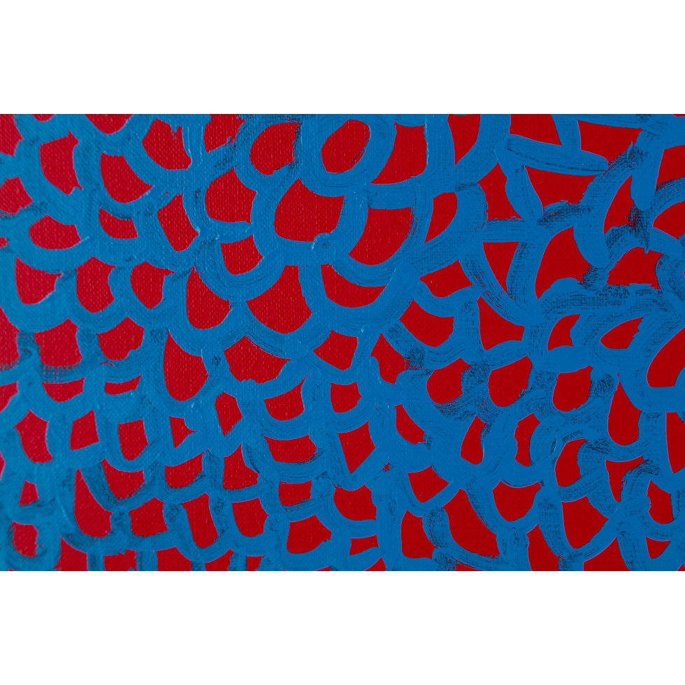 <a href="https://www.ueshima-collection.com/artist-list/4" style="color:inherit">草間彌生</a> / <a href="https://www.ueshima-collection.com/artist-list/4" style="color:inherit">YAYOI KUSAMA</a>:今こそわが芸術のおとづれをまっているワタシ　ハナバナしいわが心のナグサメのおとづれをまっている　いつ年月をえてしらぬまにわたしは 今日のわたしはさみしかったので空の白いクモみつめたのだ /  I who await the arrival, any moment now, of my art Awaiting the arrival of my heart's glorious consolation Years passed before I knew it Because I felt lonely today I watched a white cloud in the sky